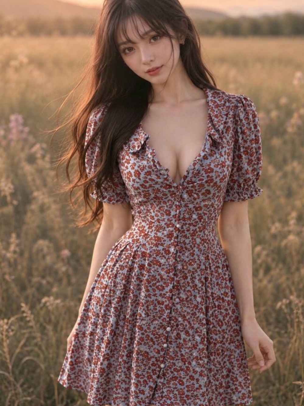 Madewell Rust Floral Button-Front Mini Dress - Picture 1 of 4
